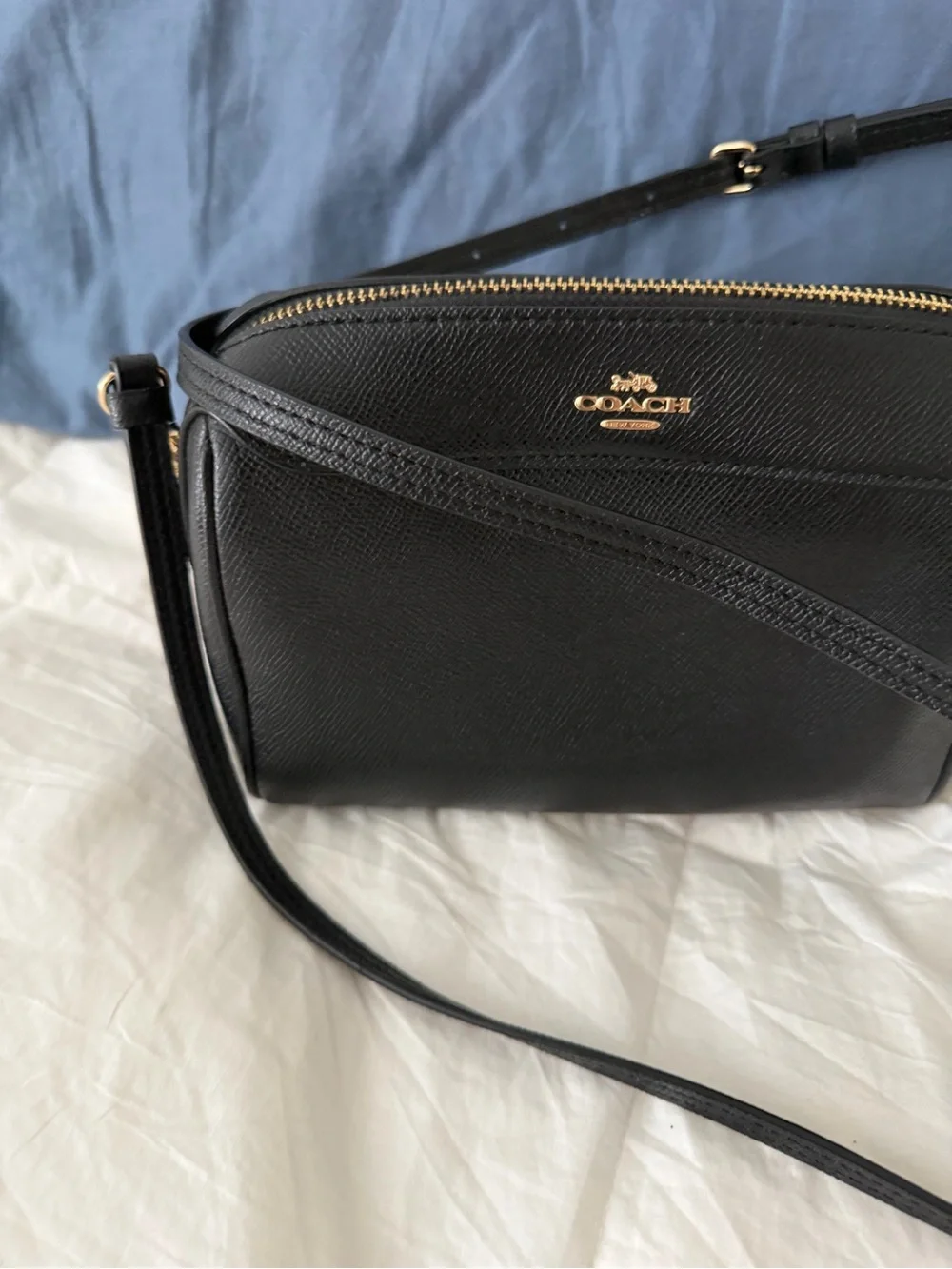 Coach Black Mini Zip Pouch with Gold-Tone Hardware